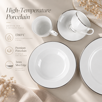 Vente en gros de vaisselle européenne en céramique fine Silver Line 16pcs vaisselle de table en porcelaine kit de vaisselle kit de vaisselle