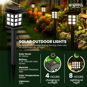 Lámpara Solar LED para Jardín, Resistente al Agua, con Estaca para Tierra, Iluminación Exterior para Camino, Césped, Patio, con 12 Luces - Product Image 4