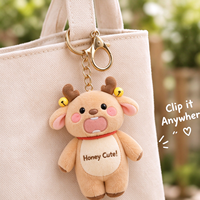 Porte-clés personnalisé en peluche cerf OEM ODM, fabricant de jouets en peluche animaux de dessin animé, conception personnalisée, logo, couleur, taille