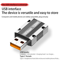 Coque droite en alliage de zinc 120W USB a mâle vers type C adaptateur femelle 10Gbps convertisseur de transfert plus rapide pour ordinateur portable avec indicateur de charge