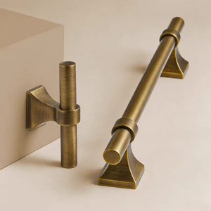 Poignée de porte d'armoire de luxe en laiton massif français, bouton de meuble vintage, poignée de tiroir de placard en laiton brossé doré - Product Image 6