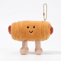 Porte-clés en peluche Kawaii, prêts à être expédiés, pendentifs en peluche sur le thème de la nourriture, breloques de sac, accessoires visage souriant CE EN71