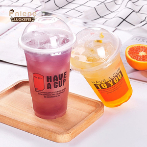 Disposable Clear Milk Tea Packaging Juice Cups Rpet/pet 20Oz Drinking eco plastic cup