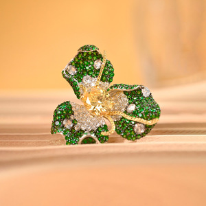 Broche Floral de Esmeralda de Lujo, Joyería <span class=keywords><strong>Colombiana</strong></span> de Alta Gama TIANSHE, Accesorios de Plata Pura S925, Regalos para el Día de Acción de Gracias - Product Image 3