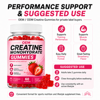 Gummies de Créatine Monohydrate Végétaliennes OEM à Base de Pectine Sans Gélatine Soutien Musculaire Marque Blanche Qualité Professionnelle Vente en Gros