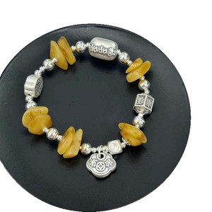 Bracelet en ambre de style chinois, en argent sterling S925, avec cordon élastique, unisexe, bijoux à porter au quotidien - Product Image 4