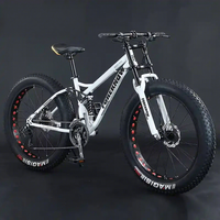 Vélo de montagne à pneus larges de 26 pouces, 21/24/27 vitesses, suspension intégrale, acier à haute teneur en carbone, vélo de neige et de plage avec freins à disque doubles