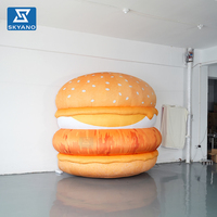 Modèle de hamburger gonflable personnalisé pour la publicité extérieure et la décoration d'événements