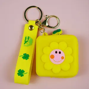 Стильный трендовый Желтый силиконовый мини-кошелек для ключей, сумка, маленький кошелек для монет для девочек, кошелек для ключей