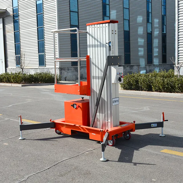 2024 New Brand 130kg Electric Telescopic Man Platform 10 Meter Single Column Aerial Working Aluminum Alloy Lift