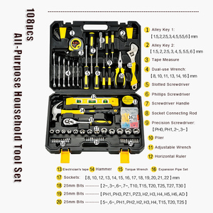 Jeu de clés dynamométriques professionnelles multi-usages 108 pièces avec poignées, garantie 1 an, pour réparation automobile, électricien, étui rigide OEM TS- - Product Image 2