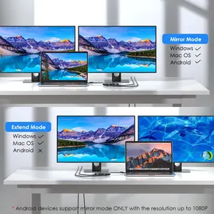 <span class=keywords><strong>Adaptador</strong></span> de Pantalla WAVLINK DL6950 con Chip <span class=keywords><strong>Displaylink</strong></span>, USB 3.0/USB C, Doble DP, 5K a 60Hz, con Función Mirror, Extend, MST y SST - Product Image 3