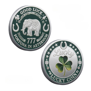 Moneda Conmemorativa LUCKY de Metal con Elefante Auspicioso 777, Insignia Conmemorativa de Trébol, Moneda de la Suerte Personalizada, Moneda de Buena Fortuna - Product Image 2