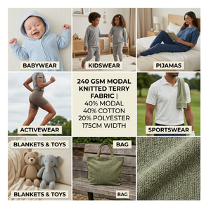 Premium 240 GSM <b>Knitted</b> Terry Towel Fabric (40% Modal, 40% Cotton, 20% Poly) - 175cm - Product Image 3