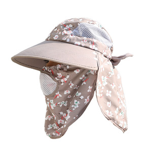 Women's Summer Sun Hat Face Shield Wide Brim Bucket Hat UV Protection Breathable Tea Picking Cycling Hat <b>Light</b> Pink Floral - Product Image 5