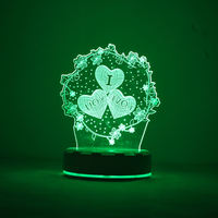 Décoration de la maison acrylique personnalisé cadeau d'amour Led 3d illusion veilleuse led base de lampe 16 couleurs rechargeable table veilleuse