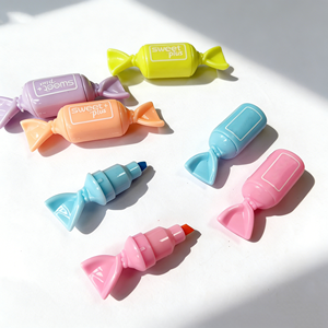Surligneurs <span class=keywords><strong>en</strong></span> forme de bonbons, mini marqueurs fluorescents, papeterie mignonne, 6 pièces, couleurs <span class=keywords><strong>pastel</strong></span>, pour la prise de notes, fournitures scolaires et de bureau - Product Image 2