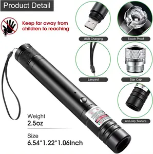 NEW Green Laser Pointer 2000 Meter Long Range High Power Flashlight Rechargeable Pointer For USB With Star Head Adjustable Focus
