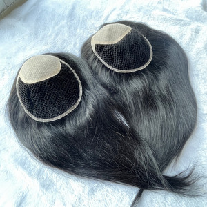 Prothèse capillaire intégrale noire en filet pour <span class=keywords><strong>femme</strong></span>, <span class=keywords><strong>cheveux</strong></span> Remy, 16 pouces, base en soie, <span class=keywords><strong>cheveux</strong></span> chinois - Product Image 5