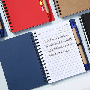 Mini Journal Diary Notebook with Saddle Stitching UV Printed Kraft Paper Cover <strong>and</strong> Memo Sticky <strong>Notepad</strong> Includes <strong>Pen</strong> - Product Image 3