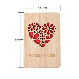 Customizable Handcrafted Bamboo <b>Wooden</b> Greeting Cards Eco-Friendly Wood <b>Crafts</b> Gift for Christmas Weddings and Festivals - Product Image 4
