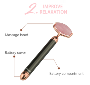 2020 monde meilleur vente produits jade rouleau facial soudé pierre naturelle quartz rose rouleau électronique - Product Image 3