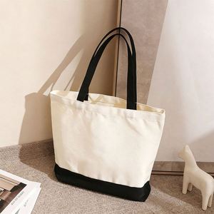 Bolsas de Compras Personalizadas al por Mayor con Logotipo Impreso para Mujer, Bolsas de Hombro Casuales de Lona de Algodón con Asas de Cuerda para Chicas - Product Image 1