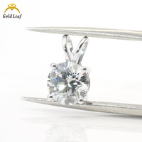 Collier à pendentif en diamant de laboratoire Goldleaf 1/2/3ct de forme ronde 10k 14k 18k or blanc solitaire blanc Def Lab pour femme