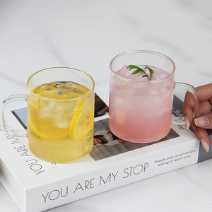 Tazze da <span class=keywords><strong>caffè</strong></span> in vetro trasparente con manico a bocca larga grande tazza da tè bicchieri di vetro - Product Image 3