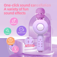 Microphone Karaoké Sans Fil pour Enfants, Double Appairage, Changeur de Voix Magique, Retour d'Oreille, Suppression Vocale à une Touche, Micro Portable Cadeau