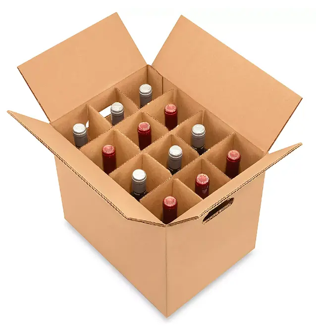 Custom Size Black 12 bottles 500 ml Beverage Wine Bottle Packaging Caja Carton 5 ply Corrugated Cardboard Shipping Box