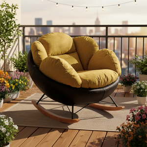 เก้าอี้โยกทรงหอยทากทันสมัย เก้าอี้โซฟาเดี่ยวสำหรับห้องนั่งเล่น ระเบียง เก้าอี้พักผ่อนแบบเอนได้ โครงสร้างแข็งแรง ดีไซน์ปรับเอนได้ - Product Image 6