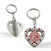 Usine personnalisé personnalisé métal argent porte-clés en forme de coeur exquis Unique diamant porte-clés en alliage de Zinc mode élégante