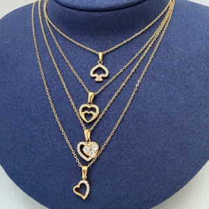<span class=keywords><strong>Collier</strong></span> pendentif cœur plaqué or 18 carats, <span class=keywords><strong>collier</strong></span> superposé en acier inoxydable avec CZ <span class=keywords><strong>pour</strong></span> femmes, bijoux tendance, cadeau <span class=keywords><strong>pour</strong></span> la Saint-Valentin - Product Image 1
