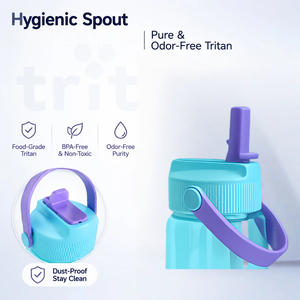 Bouteille d'eau Tritan pour enfants avec poignée <span class=keywords><strong>de</strong></span> transport, sans BPA, 500 ml, écologique, avec paille, anti-fuite, pour l'école et les voyages, OEM - Product Image 2