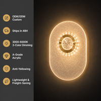 Applique murale LED annulaire en aluminium à feuille d'or scintillante 8W, intensité variable 3 CCT, Ra90 élevé, pour la décoration de villas de luxe