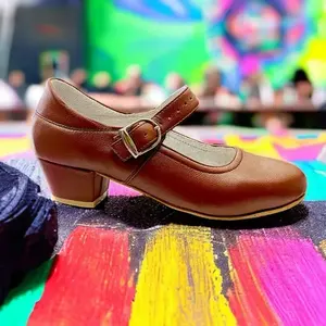 Zapatos de Danza Folclórica Angelina para Mujer, de Cuero Suave, Tacón Plano, Forro de Lona, Talla Adulto 623, para Danza Folclórica y Ballet - Product Image 6