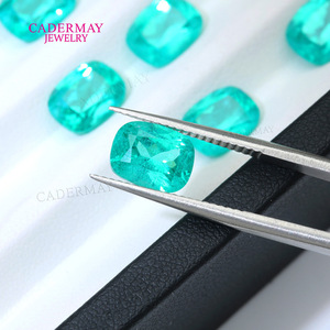 Cadermay Neon Paraiba Tourmaline Cushion Cut Loose Stone Green Synthetic Gemstone For Jewelry Making - Product Image 1