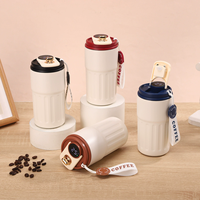 Taza de café con aislamiento al vacío de doble pared de 450mL, botella de agua termo con pantalla de temperatura Digital LED aislada de acero inoxidable 316