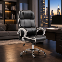 Chaise de bureau classique en cuir PU, dossier haut, rembourrage épais en mousse, chaise de direction pour bureau à domicile