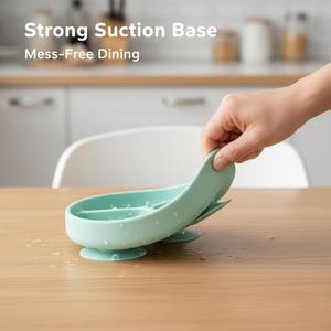 Assiette à ventouse pour bébé en silicone de qualité alimentaire, assiette à compartiments pour tout-petits, ensemble d'alimentation en silicone sans BPA - Product Image 1