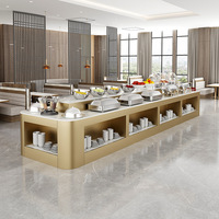 Buffet moderne minimaliste en bois pour hôtel, station de service, îlot de condiments pour hot pot, comptoir de restauration, station de récupération de repas, mobilier hôtelier