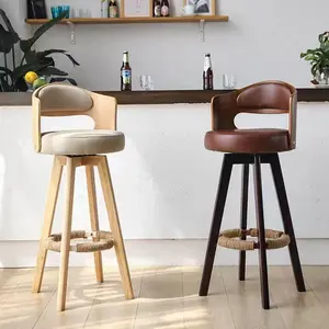 Лидер продаж, мебель для ресторана и бара, дубовый деревянный барный стул, плотный Поролоновый материал, кожаный высокий барный стул