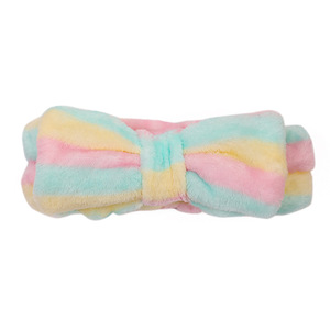 Nouvel arrivage de cheveux croisés en velours corail avec rayures colorées bandeau en flanelle bandeau pour femmes - Product Image 2