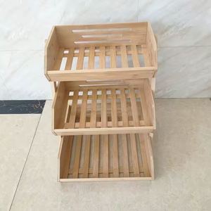 Estante de Bambú de 3 Niveles para Frutas, Frutero Decorativo para Encimera, Soporte para Almacenamiento de Verduras, Pan y Alimentos, Fábrica con Certificación BSCI - Product Image 6