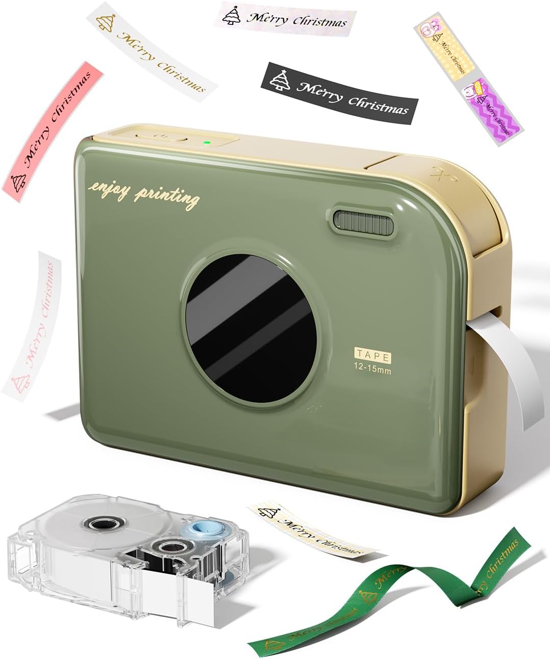 Green Label Maker with 1 Roll Label Tape