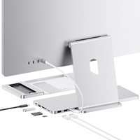 Hub USB C PULWTOP para iMac de 24 Pulgadas M1/M3/M4 con Carcasa para SSD M.2, USB-A/C 3.2 10Gbps, 2 USB-A 2.0, SD/TF Plateado