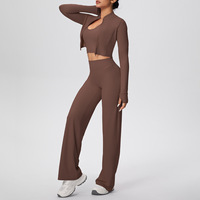 Ensemble de yoga 3 pièces taille haute, coupe ajustée, respirant, léger, extensible dans les quatre sens, grande taille, pour entraînement, marque privée, Fantasy Workout Long