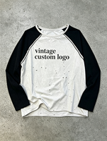 T-shirts surdimensionnés en coton personnalisés haut de gamme pour usine de confection, 200 g/m², légers, effet vieilli et usé, manches longues personnalisées