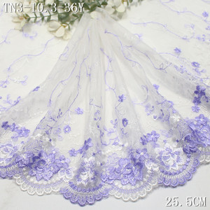 Fabricants de dentelle, dentelle en <span class=keywords><strong>filet</strong></span> blanc de 25 cm, fleurs bicolores violettes, dentelle brodée, bordure de dentelle, lot en stock pour accessoires vestimentaires - Product Image 6